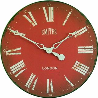 Horloge murale rouge Smiths style antique- 50cm