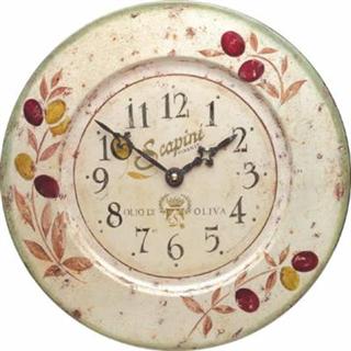 French Tin Wall Clock, Olives Design - 36cm
