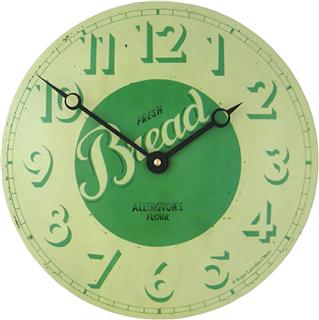 Convex Tin Clock, Fresh Bread Design - 28cm Kitchen Clock