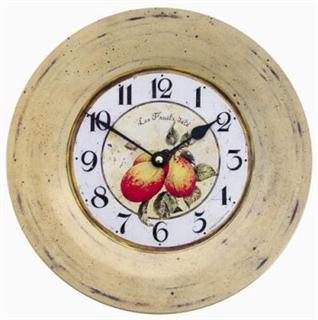 Tin Plate French Wall Clock, Plum Design - 26cm