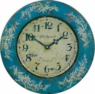 French Tin Wall Clock, Lily Design - 36cm