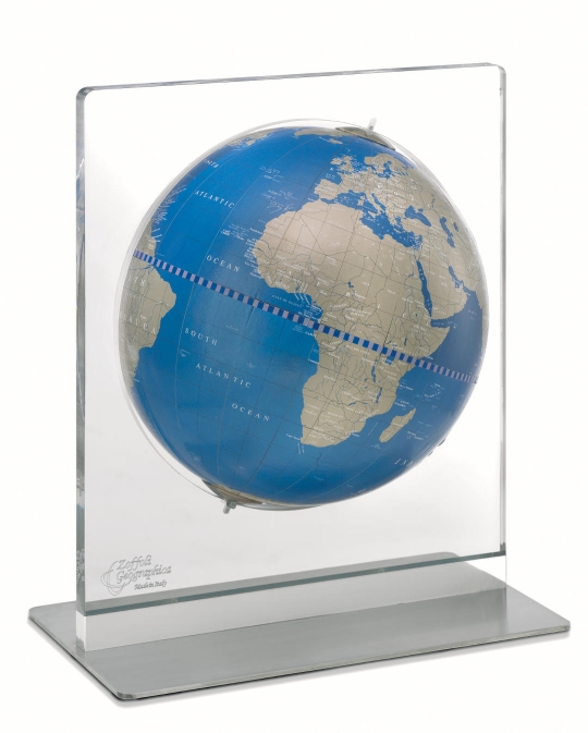 ZOFFOLI Globe terrestre  de table en plexiglas et acier "Aria"