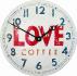 Convex Tin Clock, Love Coffee Design - 28cm